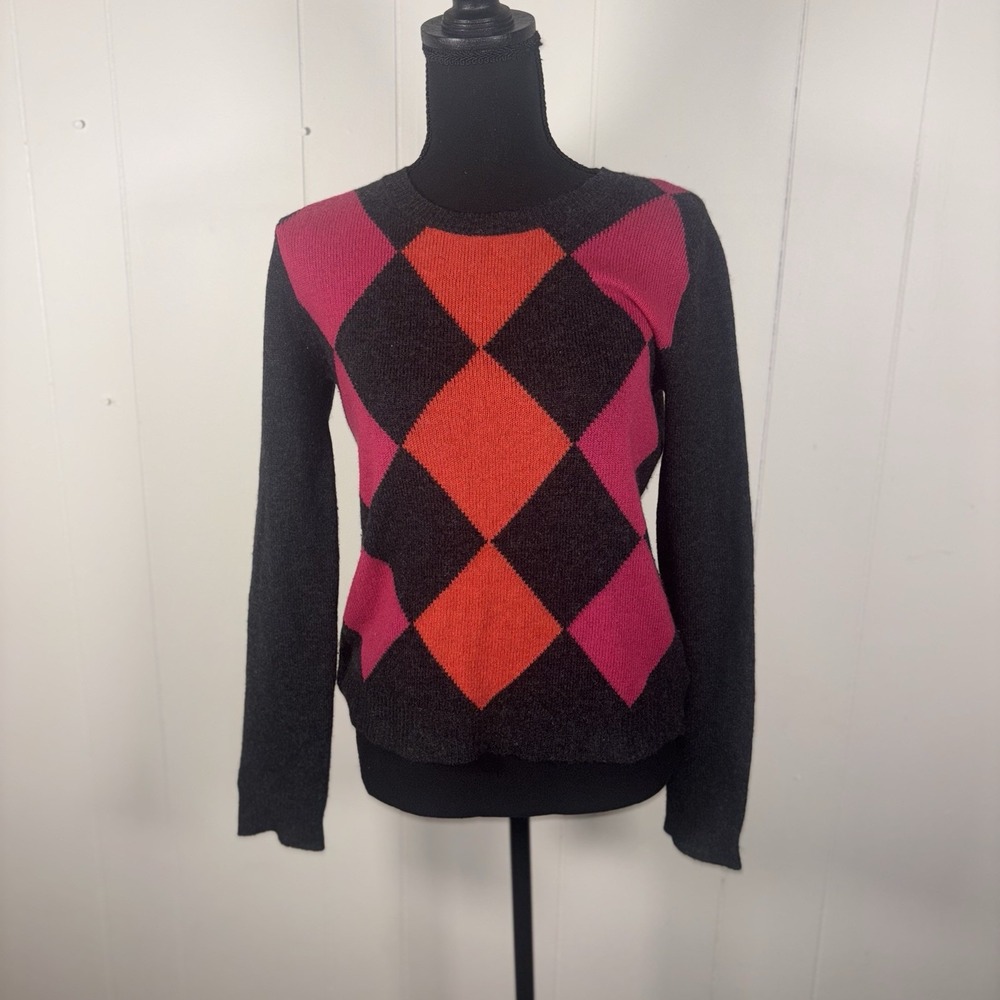 theory‎ cashmere argyle sweater womens medium